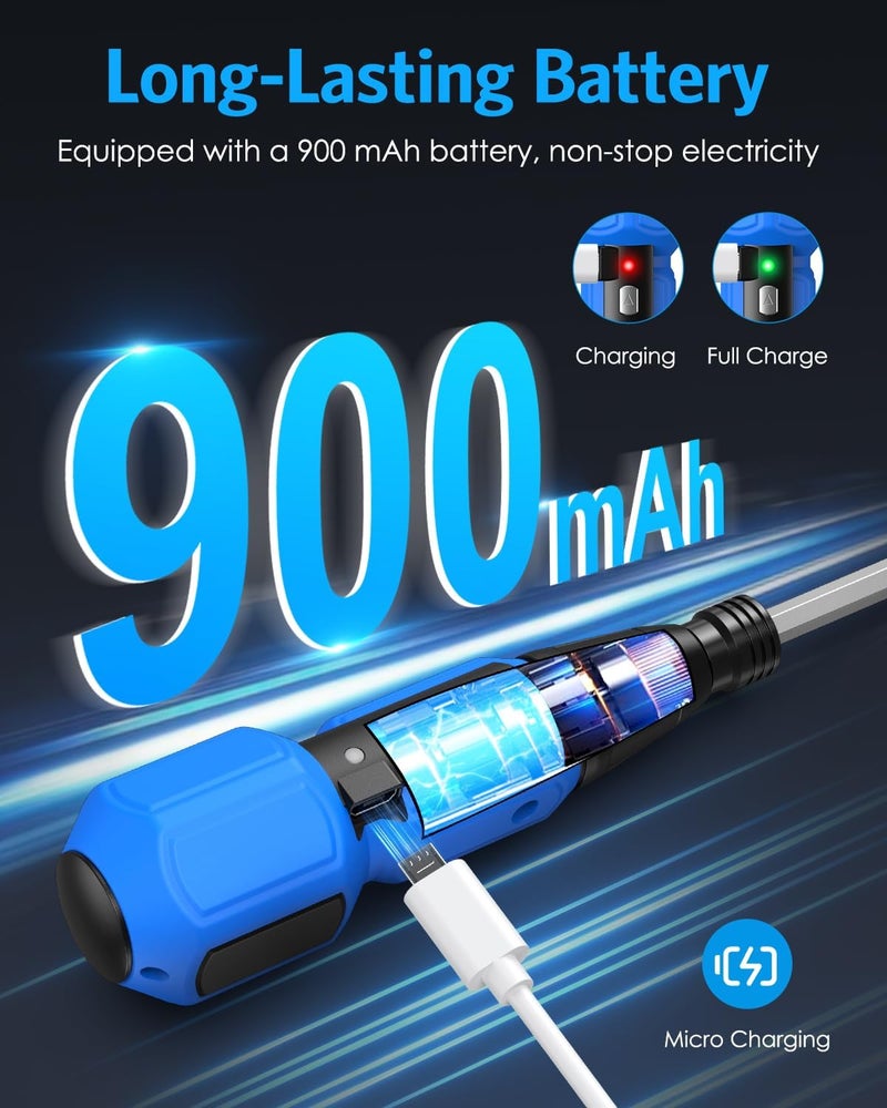 AMIR Power Screwdriver Cordless Rechargeable, Electric Screwdriver Sets, Portable Automatic Home Repair Tool Kit, Motorized Screwdriver with LED Lights and USB Cable, Blue - Image 4